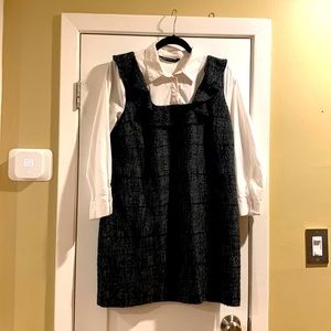 Zara women Preworn Size Large. Grey and black plaid with white shirt.